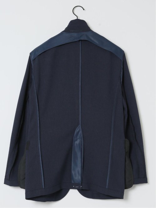 軽量メッシュ レギュラーフィット 2ボタンジャケット チェック紺(セットアップ可能)
