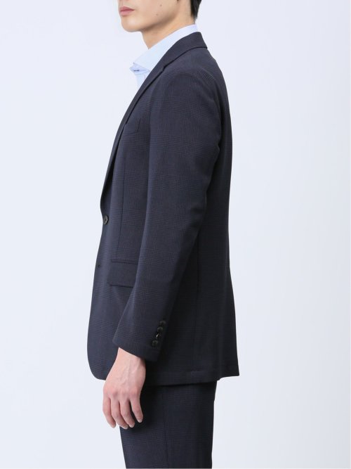 軽量メッシュ レギュラーフィット 2ボタンジャケット チェック紺(セットアップ可能)