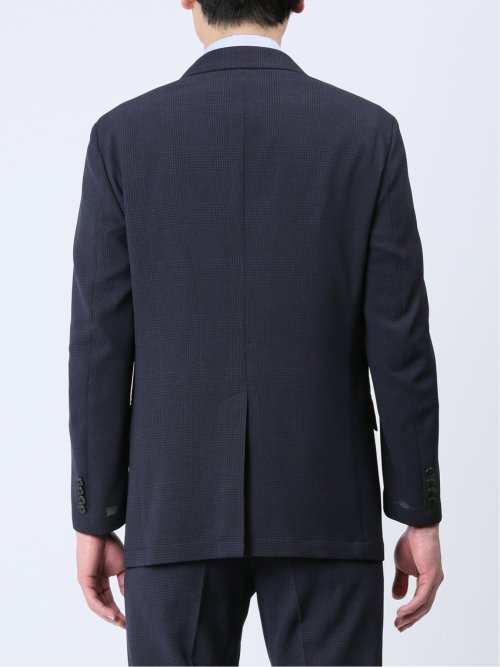 軽量メッシュ レギュラーフィット 2ボタンジャケット チェック紺(セットアップ可能)