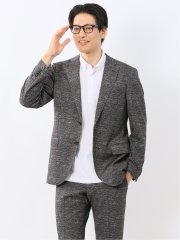 ストレッチウォッシャブル ニットプリント 2ボタンジャケット(セットアップ可能)