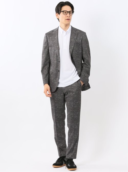 ストレッチウォッシャブル ニットプリント 2ボタンジャケット(セットアップ可能)