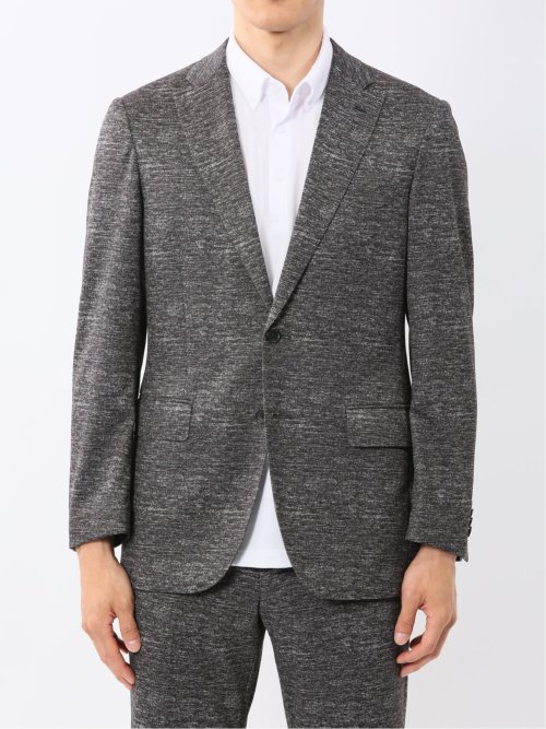 ストレッチウォッシャブル ニットプリント 2ボタンジャケット(セットアップ可能)