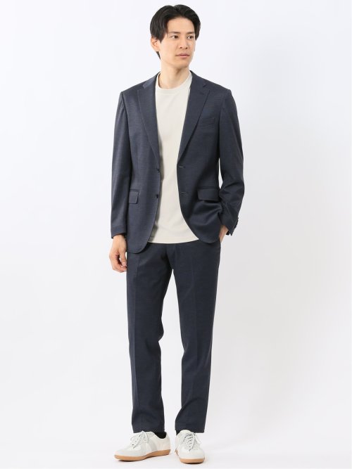 ストレッチウォッシャブル ニットプリント 2ボタンジャケット(セットアップ可能)