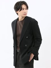 ストレッチ サーマルニット ブレザー ダブルジャケット