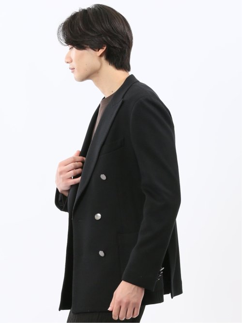 ストレッチ サーマルニット ブレザー ダブルジャケット