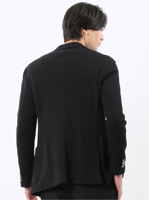 ストレッチ サーマルニット ブレザー ダブルジャケット