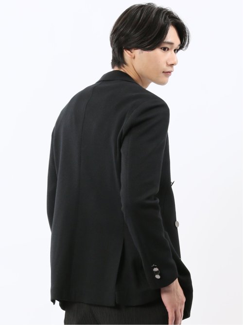 ストレッチ サーマルニット ブレザー ダブルジャケット