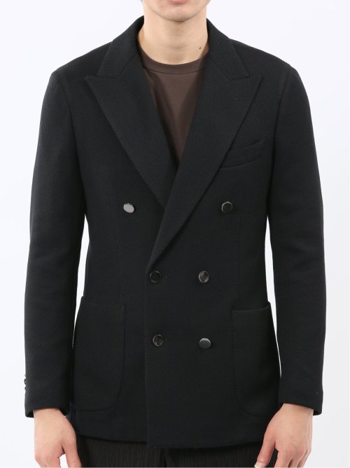 ストレッチ サーマルニット ブレザー ダブルジャケット