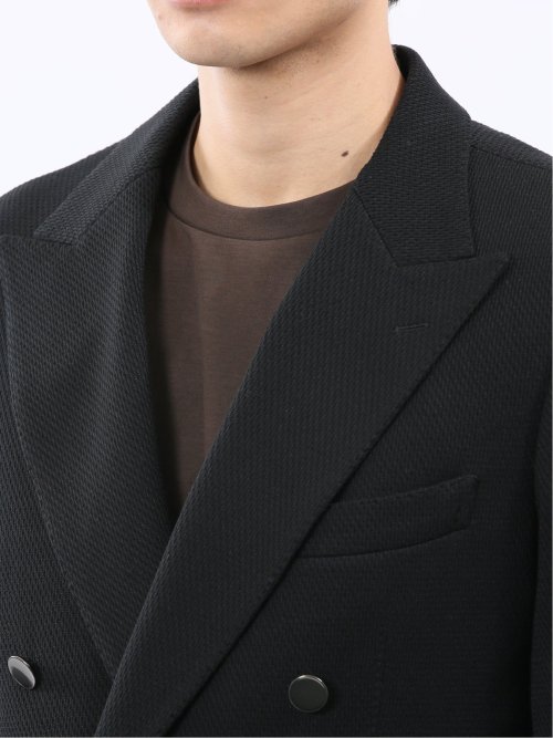ストレッチ サーマルニット ブレザー ダブルジャケット