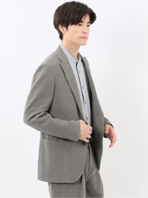 ウール混サッカー 2ボタンジャケット(セットアップ可能)