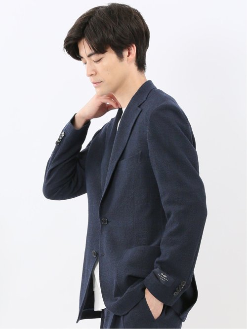 ウール混サッカー 2ボタンジャケット(セットアップ可能)