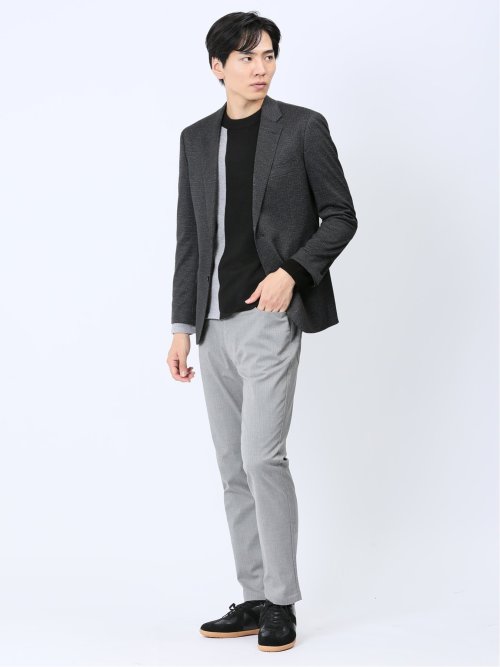ストレッチニット スリムフィット 2ボタンジャケット 組織茶