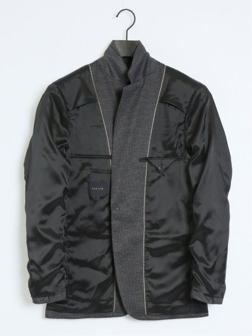 ストレッチニット スリムフィット 2ボタンジャケット 組織茶