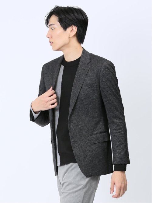 ストレッチニット スリムフィット 2ボタンジャケット 組織茶