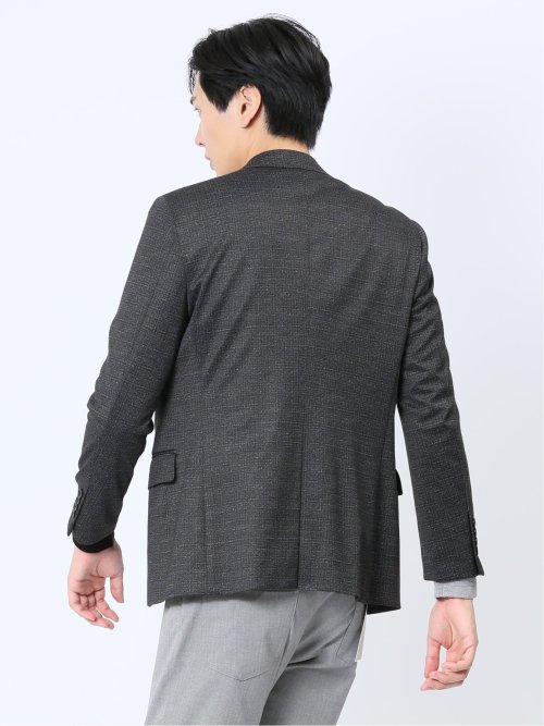 ストレッチニット スリムフィット 2ボタンジャケット 組織茶