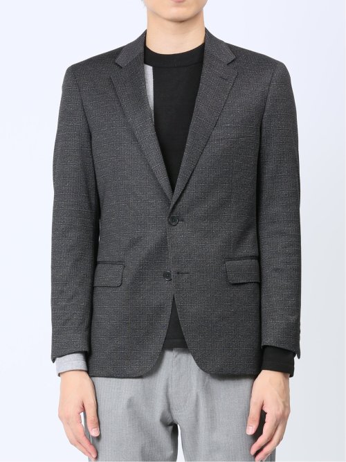 ストレッチニット スリムフィット 2ボタンジャケット 組織茶