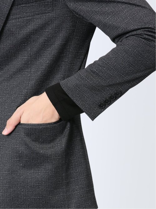 ストレッチニット スリムフィット 2ボタンジャケット 組織茶