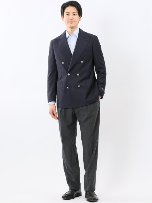 マルゾット ウール レギュラーフィット ダブル ブレザー 紺