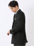 ジャケット メンズ ビジネス ウール ダブル ブレザー 黒 メタルボタン ストレッチ裏地 袖裏キュプラ