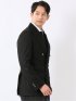 ジャケット メンズ ビジネス ウール ダブル ブレザー 黒 メタルボタン ストレッチ裏地 袖裏キュプラ