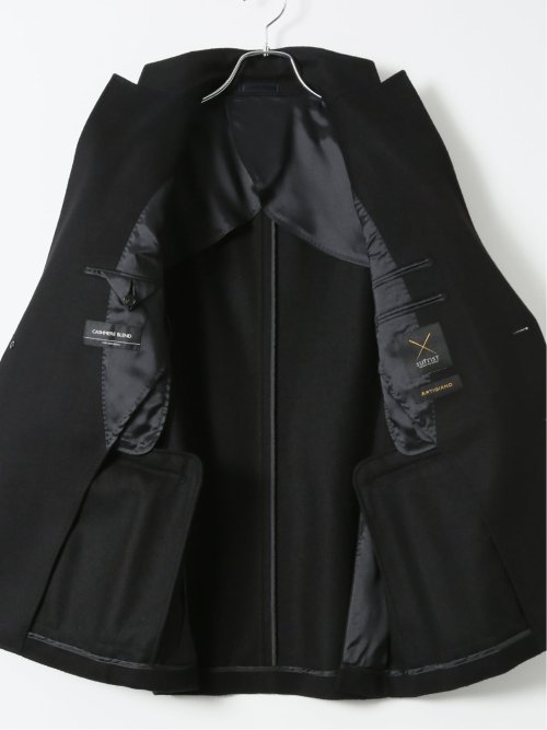 ジャケット メンズ ビジネス ウール カシミヤ シングル ブレザー 黒 2ボタン ストレッチ裏地 袖裏キュプラ