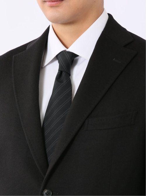 ジャケット メンズ ビジネス ウール カシミヤ シングル ブレザー 黒 2ボタン ストレッチ裏地 袖裏キュプラ