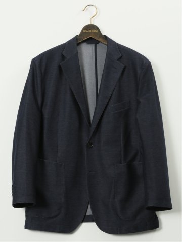 【大きいサイズ】グランバック/GRAND-BACK ストレッチジャージ デニム調 2ボタンジャケット(セットアップ可能)
