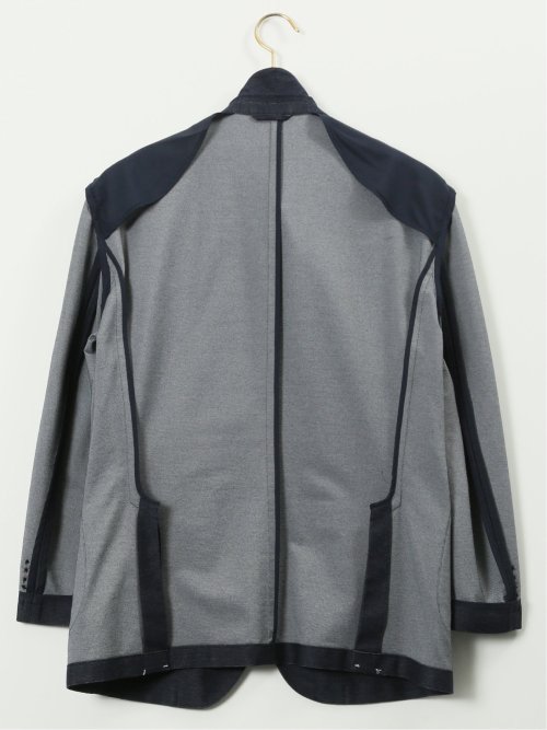 【大きいサイズ】グランバック/GRAND-BACK ストレッチジャージ デニム調 2ボタンジャケット(セットアップ可能)