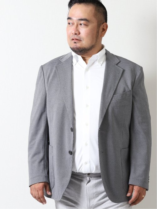 【大きいサイズ】グランバック/GRAND-BACK ストレッチ サーフニット2ボタンジャケット チャコールグレー