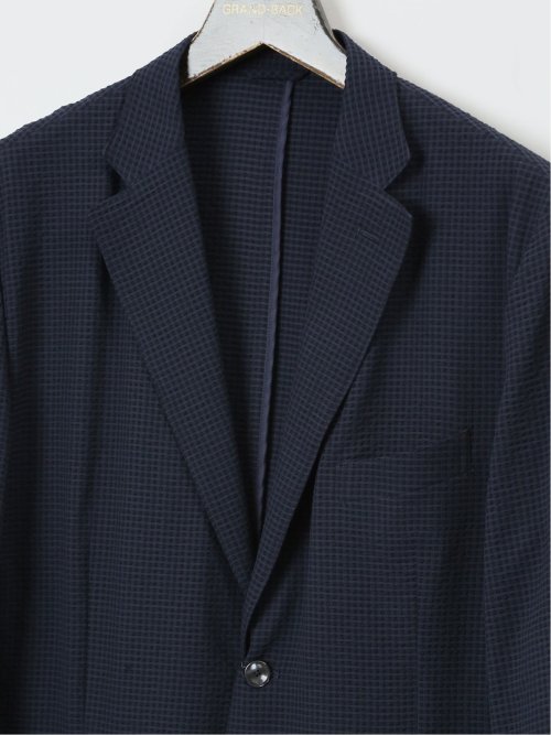 【大きいサイズ】グランバック/GRAND-BACK ドットエア 2ボタンジャケット 紺