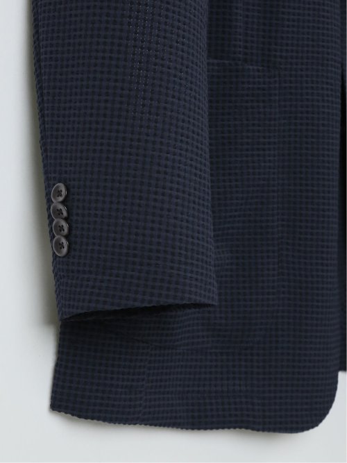 【大きいサイズ】グランバック/GRAND-BACK ドットエア 2ボタンジャケット 紺