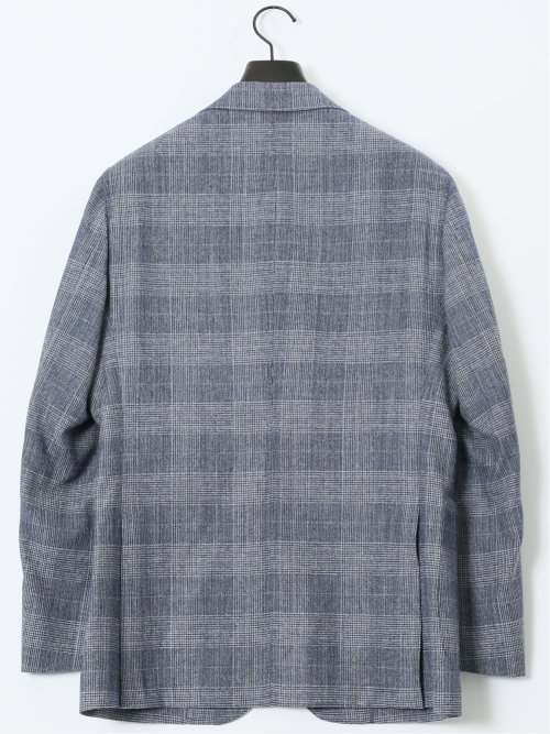 フォルテックス ウール混 レギュラーフィット 2ボタンジャケット グレンチェック青