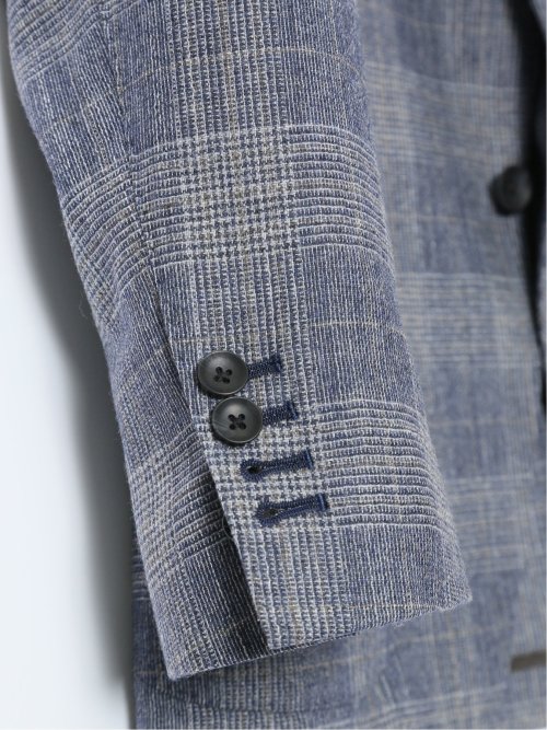 フォルテックス ウール混 レギュラーフィット 2ボタンジャケット グレンチェック青