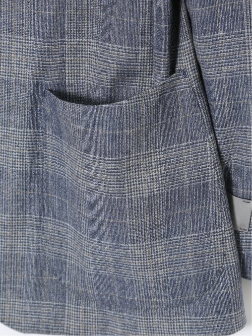 フォルテックス ウール混 レギュラーフィット 2ボタンジャケット グレンチェック青