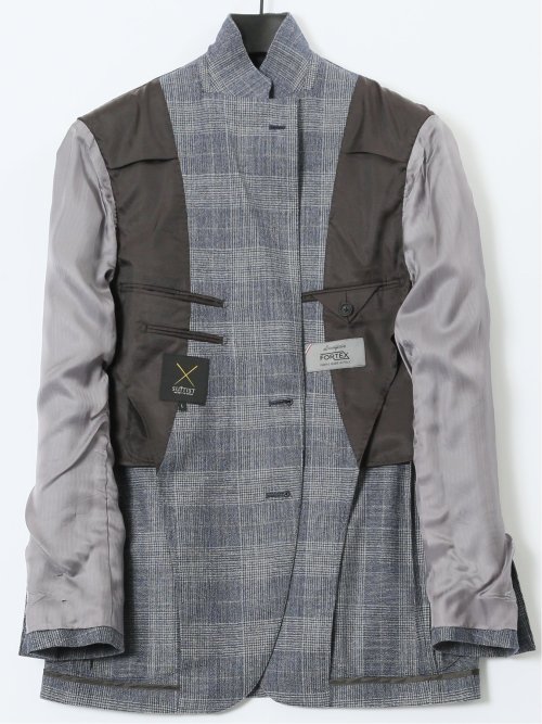 フォルテックス ウール混 レギュラーフィット 2ボタンジャケット グレンチェック青