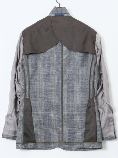 フォルテックス ウール混 レギュラーフィット 2ボタンジャケット グレンチェック青