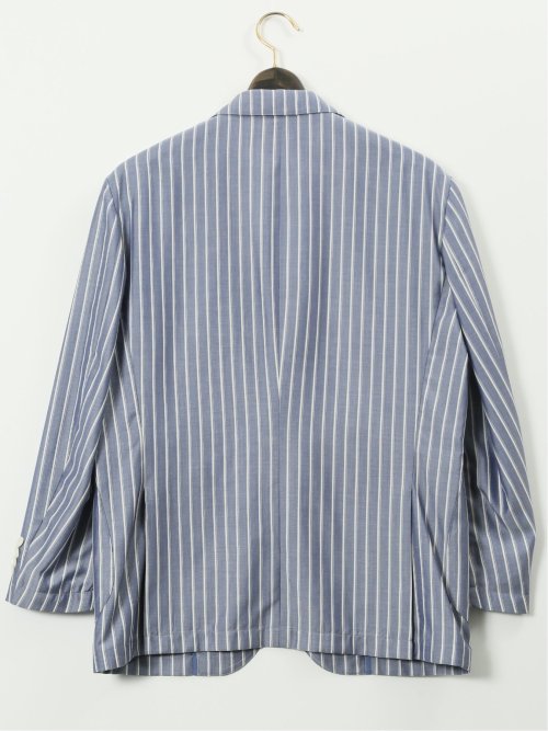 【大きいサイズ】グランバック/GRAND-BACK レダ ウール混 ストライプ柄 2ボタンジャケット