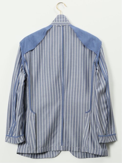 【大きいサイズ】グランバック/GRAND-BACK レダ ウール混 ストライプ柄 2ボタンジャケット