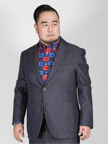 【大きいサイズ】グランバック/GRAND-BACK ストレッチデニム 2ボタンジャケット(セットアップ可能)