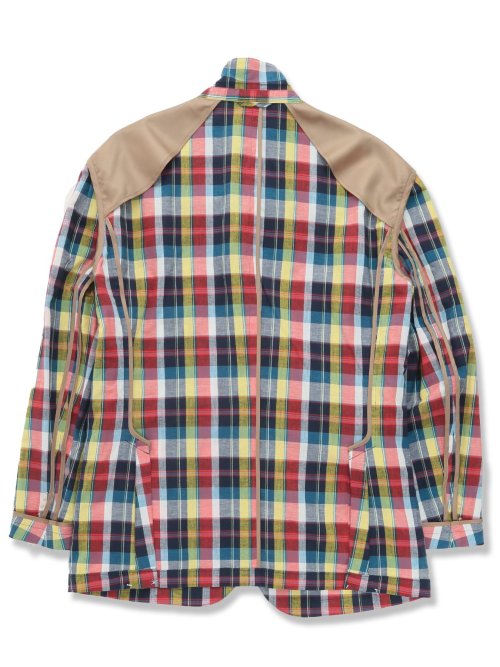 【大きいサイズ】グランバック/GRAND-BACK 綿麻マドラスチェック 2ボタンジャケット