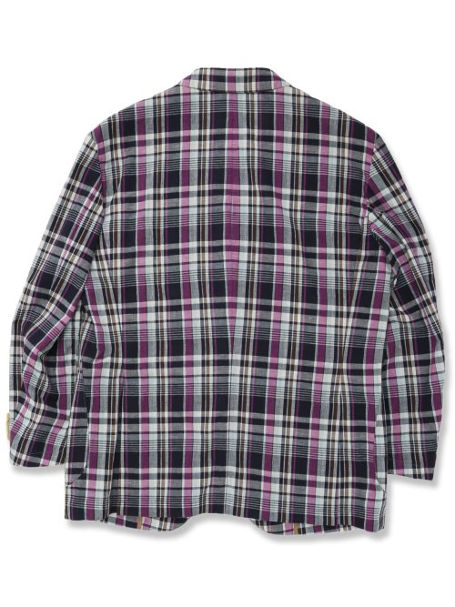 【大きいサイズ】グランバック/GRAND-BACK 綿麻マドラスチェック 2ボタンジャケット