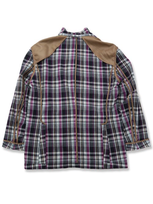 【大きいサイズ】グランバック/GRAND-BACK 綿麻マドラスチェック 2ボタンジャケット