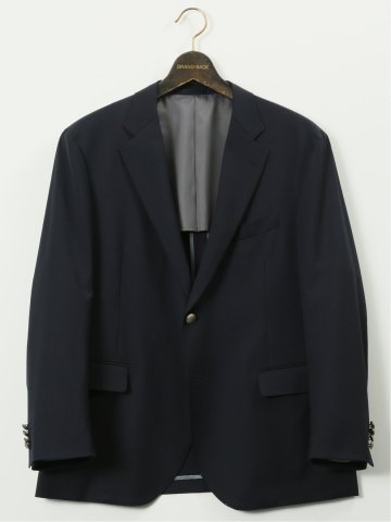 【大きいサイズ】グランバック/GRAND-BACK チェルッティ ウール 2ボタンブレザー 紺