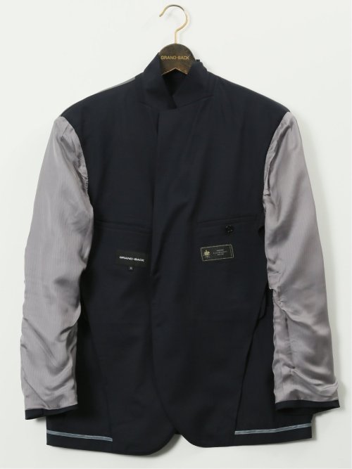 【大きいサイズ】グランバック/GRAND-BACK チェルッティ ウール 2ボタンブレザー 紺