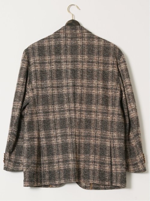【大きいサイズ】グランバック/GRAND-BACK イタリアジャージ チェック柄 2ボタンジャケット
