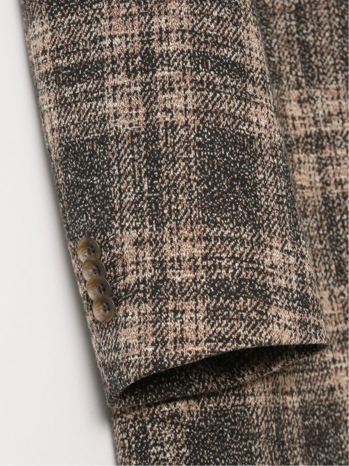 【大きいサイズ】グランバック/GRAND-BACK イタリアジャージ チェック柄 2ボタンジャケット