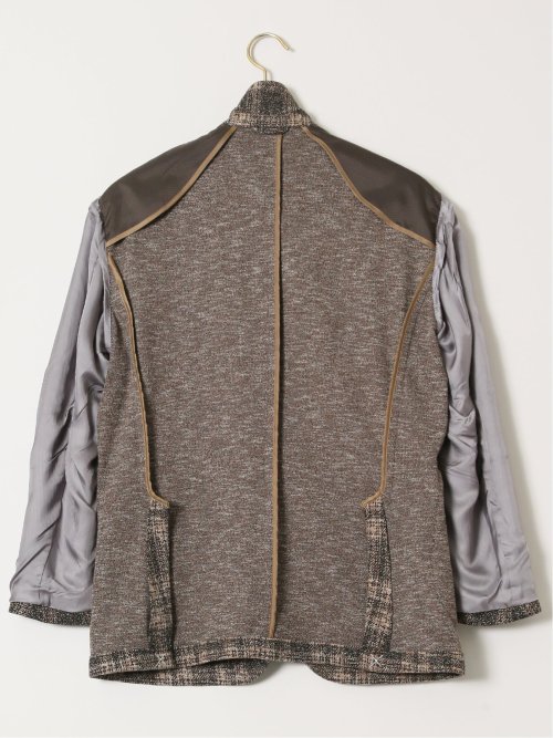 【大きいサイズ】グランバック/GRAND-BACK イタリアジャージ チェック柄 2ボタンジャケット