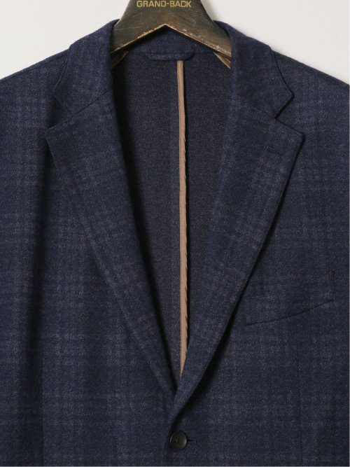 【大きいサイズ】グランバック/GRAND-BACK イタリアジャージ チェック柄 2ボタンジャケット