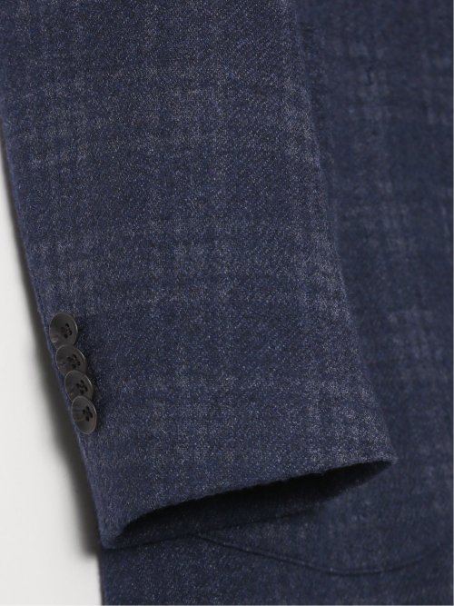 【大きいサイズ】グランバック/GRAND-BACK イタリアジャージ チェック柄 2ボタンジャケット