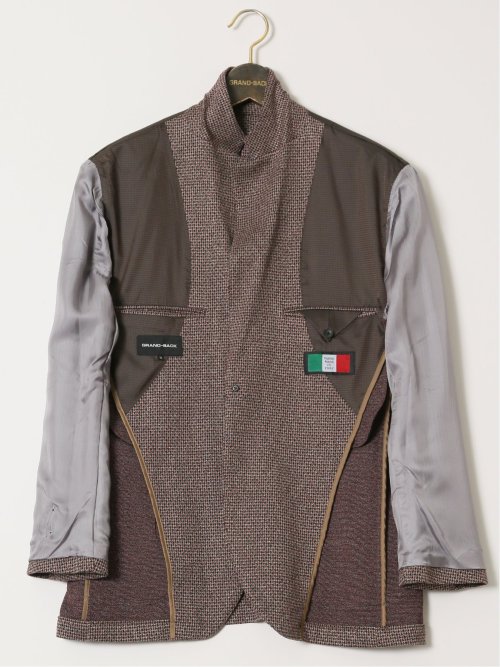 【大きいサイズ】グランバック/GRAND-BACK イタリア生地 千鳥格子柄 2ボタンジャケット
